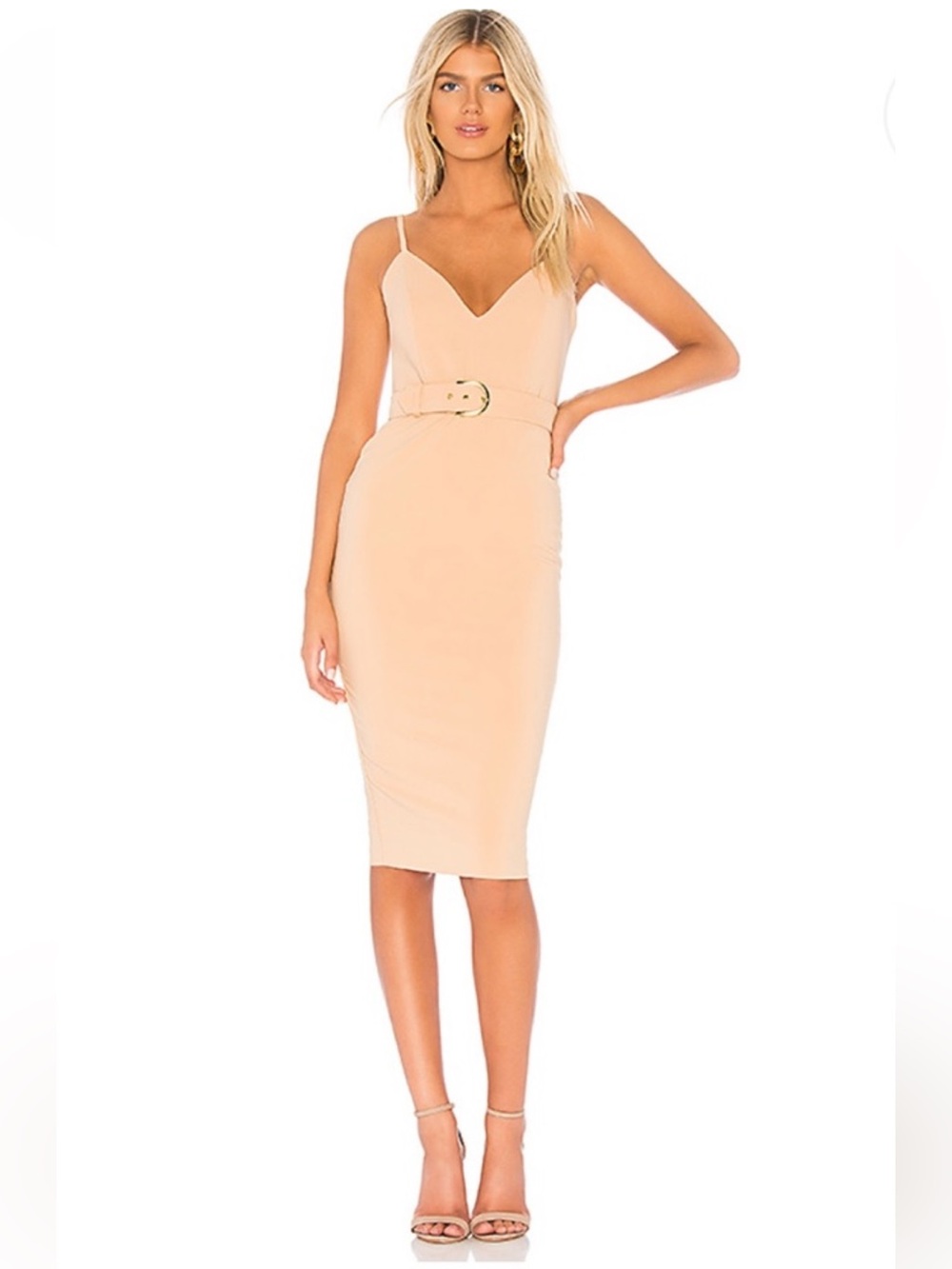 NWT Nookie Blake Midi Dress Camel Belted Sz M